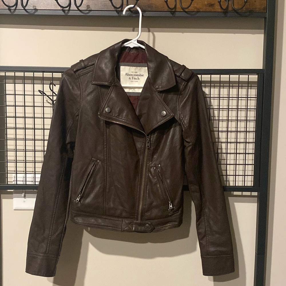 Abercrombie Brown Fax Leather Jacket